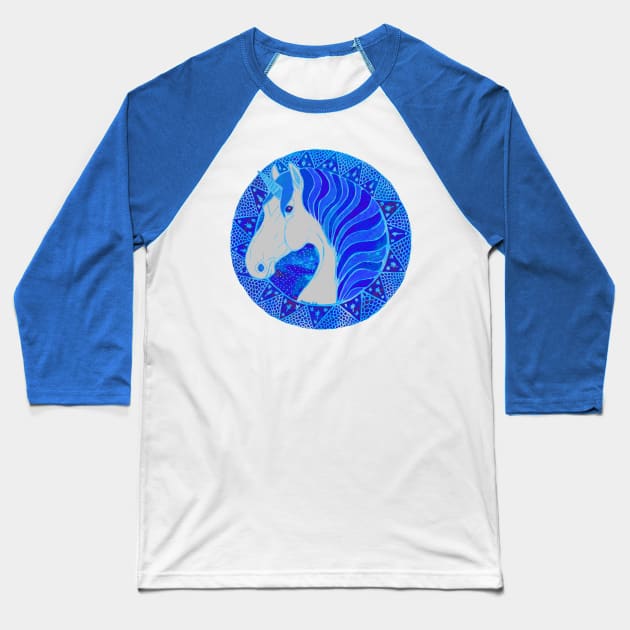 Blue Unicorn Baseball T-Shirt by Shyflyer